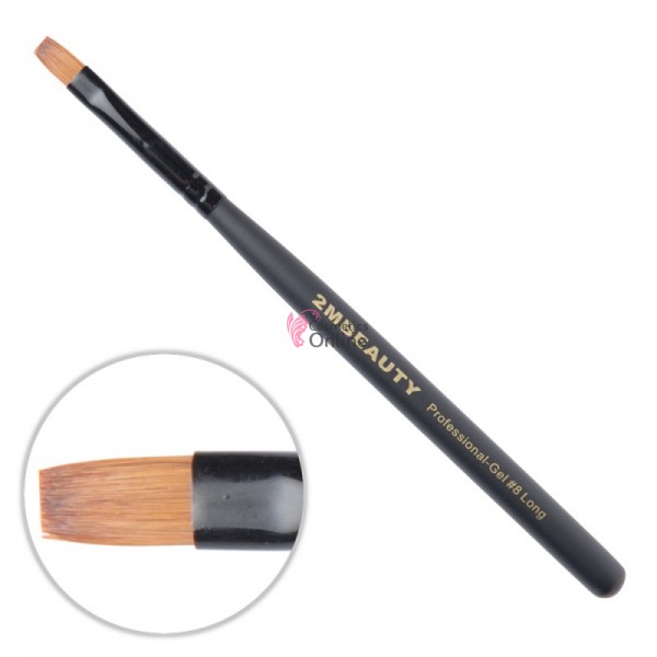 Pensula pentru gel 2M Black Beauty din par natural Long DREPT nr. 8